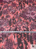 Floral in the Woods Printed Iridescent Silk Chiffon - Hot Coral / Boysenberry / Black / Lilac