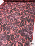 Floral in the Woods Printed Iridescent Silk Chiffon - Hot Coral / Boysenberry / Black / Lilac