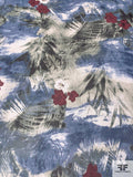 Tropical Breeze Printed Silk Chiffon - Smokey Blue / Sage / Red / White
