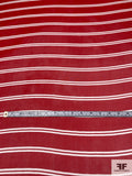 Horizontal Striped Printed Silk Chiffon - Red / Off-White