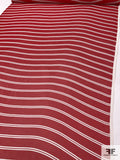 Horizontal Striped Printed Silk Chiffon - Red / Off-White