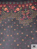 Exotic Printed Silk Chiffon Panel - Red / Teal / Yellow / Green / Black