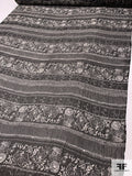 Linear Design Printed Silk Chiffon - Black / Off-White