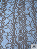 Linear Geometric Printed Silk Chiffon - Dusty Turquoise / Black