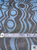 Linear Geometric Printed Silk Chiffon - Dusty Turquoise / Black