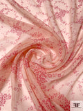 Ditsy Floral Rings Printed Crinkled Silk Chiffon - Blush / Hot Pink