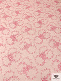 Ditsy Floral Rings Printed Crinkled Silk Chiffon - Blush / Hot Pink