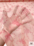 Ditsy Floral Rings Printed Crinkled Silk Chiffon - Blush / Hot Pink