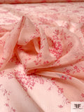 Ditsy Floral Rings Printed Crinkled Silk Chiffon - Blush / Hot Pink