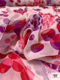 Balloon Inspired Printed Silk Chiffon - Purple / PInk / Red / Ivory