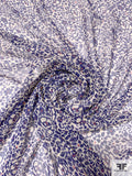 Ditsy Floral Printed Silk Chiffon - Indigo / Coral / Off-White