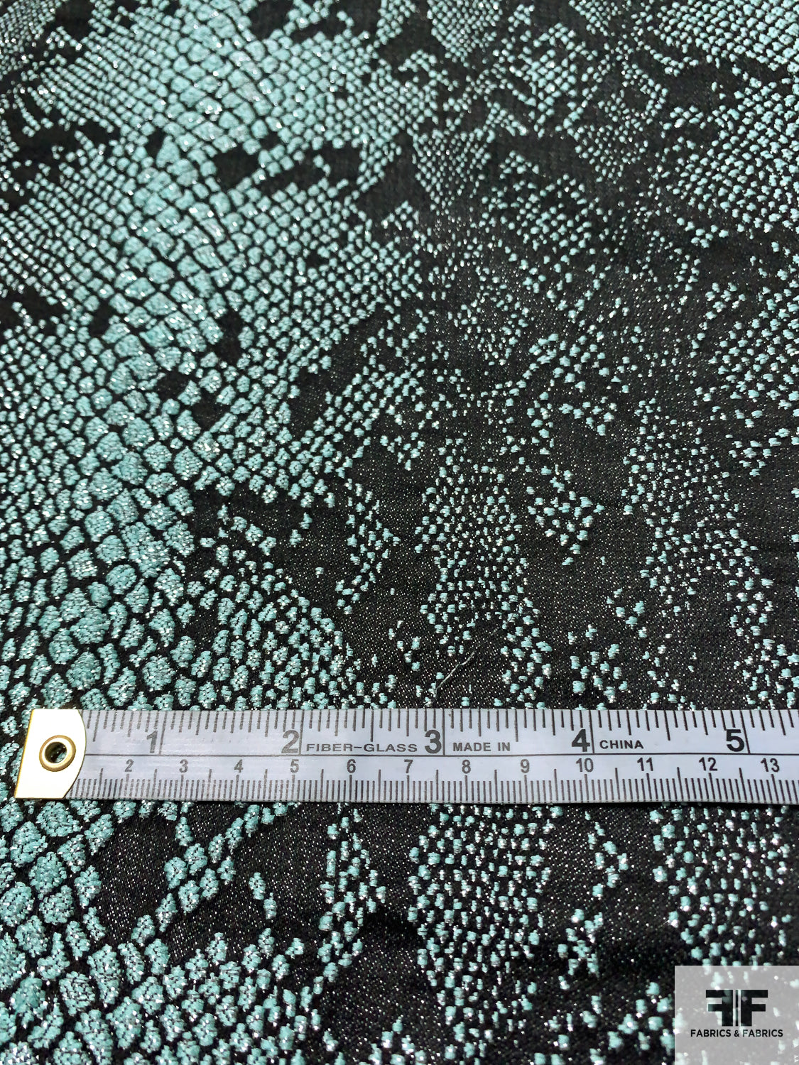 Sliver Snake Skin Pattern Snakeskin Pattern Metallic Brocade - Mint/Black/Silver | FABRICS ...