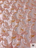 Famous NYC Designer Leaf Pattern Brocade - Apricot / Off-White