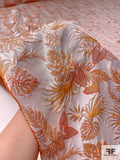 Famous NYC Designer Leaf Pattern Brocade - Apricot / Off-White