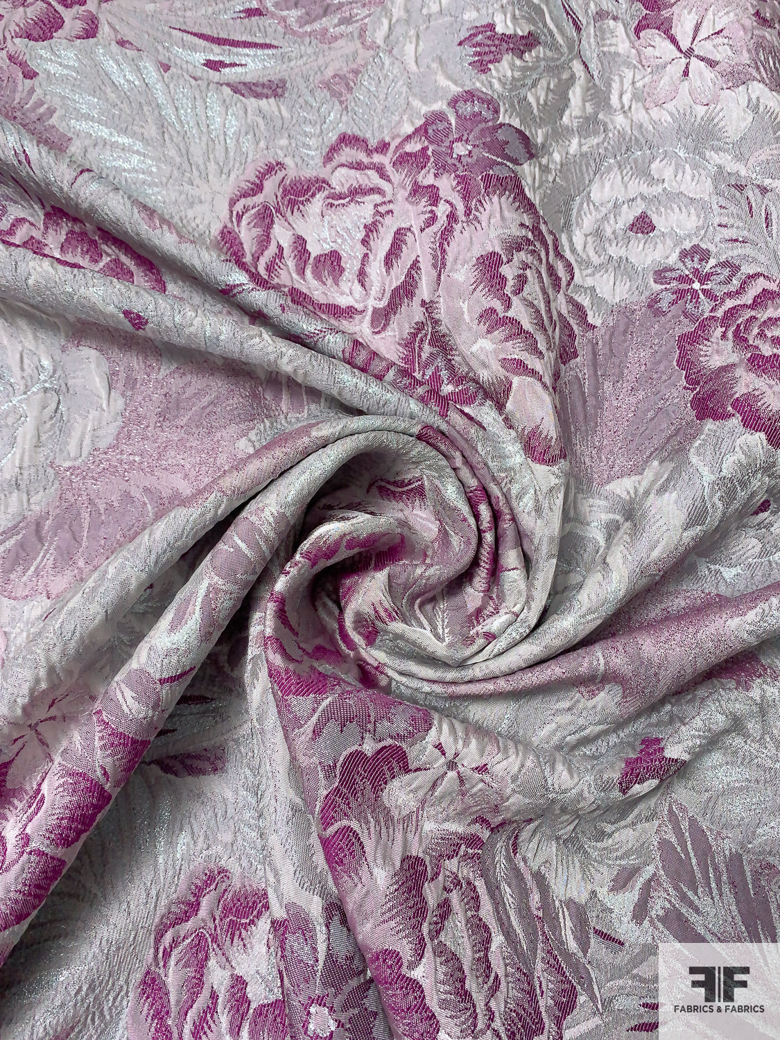 NY Designer Fabrics Silver Purple Metallic Shantung Silk Fabric
