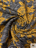 Famous NYC Designer Floral Tweed-Like Brocade - Ochre / Black / Off-White