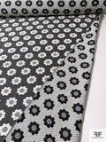 Cute Floral and Dot Pattern Double-Sided Brocade - Black / Off-White
