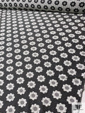 Cute Floral and Dot Pattern Double-Sided Brocade - Black / Off-White