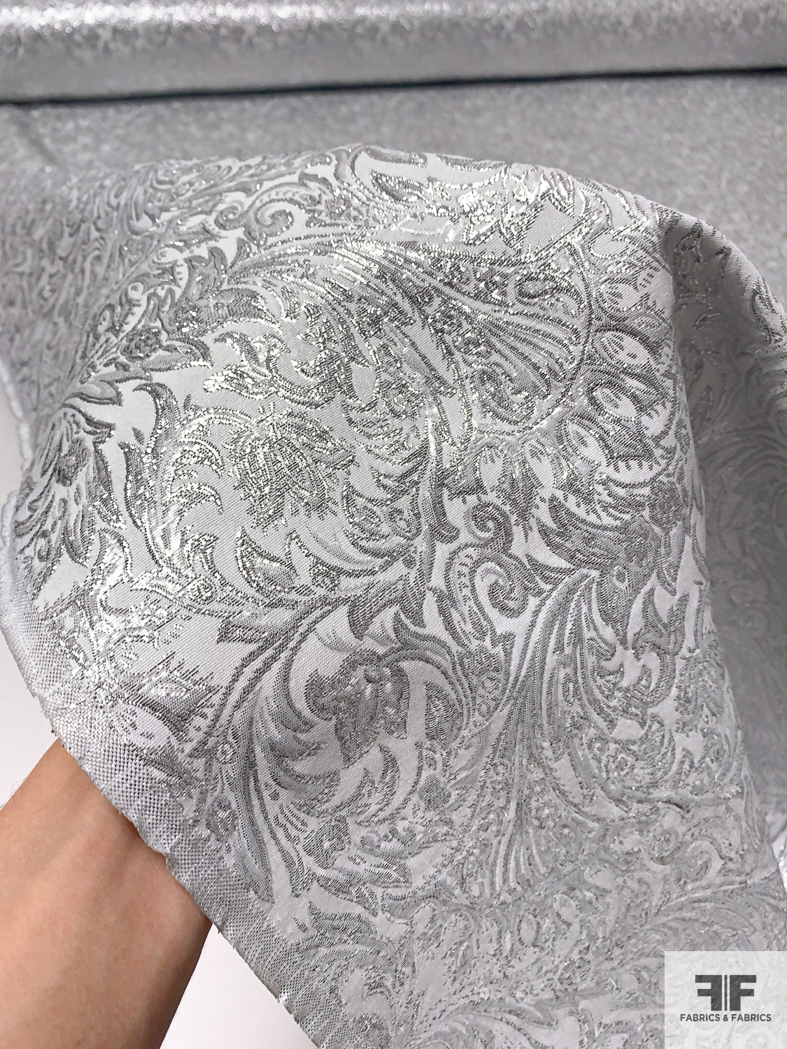 NY Designer Fabrics Grey Silver Metallic Organza Fabric