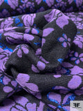 Italian Floral Chenille-Like Soft Brocade with Metallic Detailing - Amethyst Purple / Navy / Metallic Blue