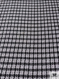 Famous NYC Designer Plaid Tweed Suiting with Metallic Fibers - Black / Off-White