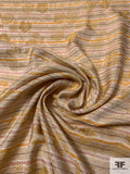 Italian Famous NYC Designer Floral and Striped Lightweight Soft Jacquard Brocade - Champagne / Gold / Orange / Pink
