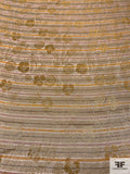 Italian Famous NYC Designer Floral and Striped Lightweight Soft Jacquard Brocade - Champagne / Gold / Orange / Pink