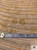 Italian Famous NYC Designer Floral and Striped Lightweight Soft Jacquard Brocade - Champagne / Gold / Orange / Pink