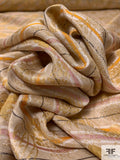 Italian Famous NYC Designer Floral and Striped Lightweight Soft Jacquard Brocade - Champagne / Gold / Orange / Pink