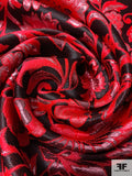 Famous NYC Designer Regal Floral Vines Metallic Brocade - Red / Black / Metallic Pink