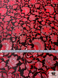 Famous NYC Designer Regal Floral Vines Metallic Brocade - Red / Black / Metallic Pink