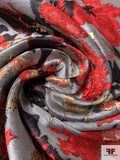 Famous NYC Designer Romantic Floral Metallic Brocade - Red / Gold / Black / Grey