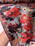 Famous NYC Designer Romantic Floral Metallic Brocade - Red / Gold / Black / Grey