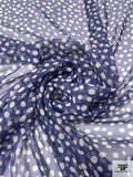 Bubbly Polka Dot Printed Silk Chiffon - Navy / Off-White