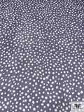 Bubbly Polka Dot Printed Silk Chiffon - Navy / Off-White