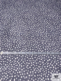 Bubbly Polka Dot Printed Silk Chiffon - Navy / Off-White