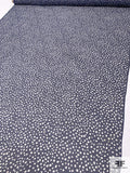 Bubbly Polka Dot Printed Silk Chiffon - Navy / Off-White