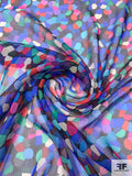 Geometric Mosaic Printed Silk Chiffon - Blues / Pinks / Jade Green