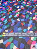 Geometric Mosaic Printed Silk Chiffon - Blues / Pinks / Jade Green