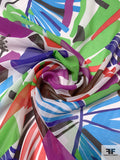 Angular Leaf and Floral Graphic Printed Silk Chiffon - Multicolor