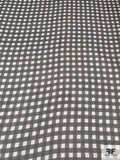 Gingham Check Printed Silk Chiffon - Clay Grey / Off-White