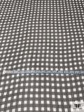 Gingham Check Printed Silk Chiffon - Clay Grey / Off-White