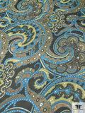 Paisley Printed Silk Chiffon - Olive Greens / Turquoise / Brown