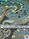 Paisley Printed Silk Chiffon - Olive Greens / Turquoise / Brown