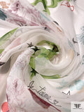 Floral Star Heart Printed Silk Chiffon - Multicolor