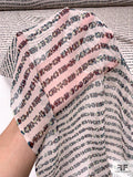 Horizontal Pixel Striped Printed Silk Chiffon - Evergreen / Burgundy / Palest Blush