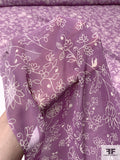 Floral Stencil Printed Silk Chiffon - Purpureus / Off-White