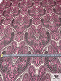 Paisley Printed Silk Chiffon - Pink / Black / Off-White