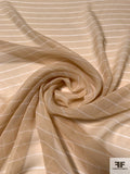 Horizontal Striped Printed Silk Chiffon - Tan / Off-White