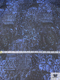 Collage Printed Crinkled Silk Chiffon - Blue / Black